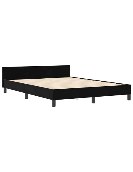 Letto a molle con testiera Nero 140 x 190 cm Velluto