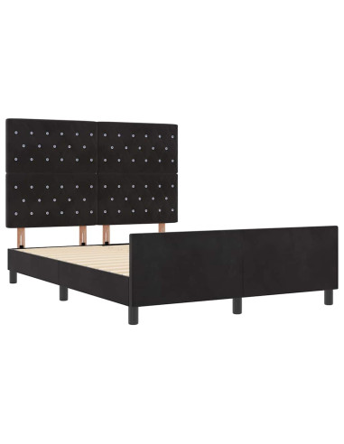 Letto a molle con testiera Nero 140 x 190 cm Velluto