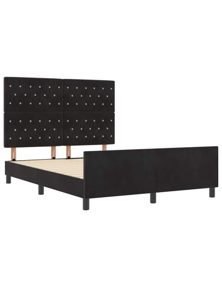 Letto a molle con testiera Nero 140 x 190 cm Velluto