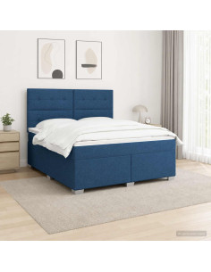 Letto box spring con materasso Blu 180 x 200 cm Tessuto