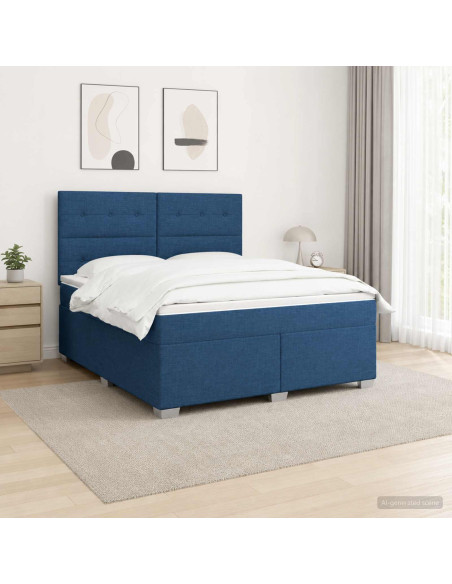 Letto box spring con materasso Blu 180 x 200 cm Tessuto