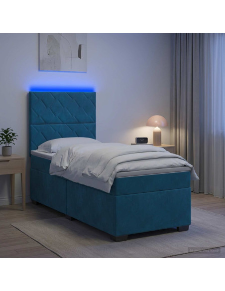 Letto box spring con materasso Blu 80 x 200 cm Velluto