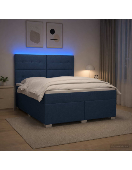 Letto box spring con materasso Blu 180 x 200 cm Tessuto