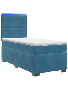 Letto box spring con materasso Blu 80 x 200 cm Velluto 2