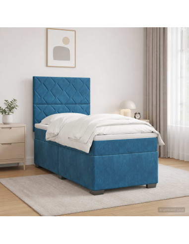 Letto box spring con materasso Blu 80 x 200 cm Velluto
