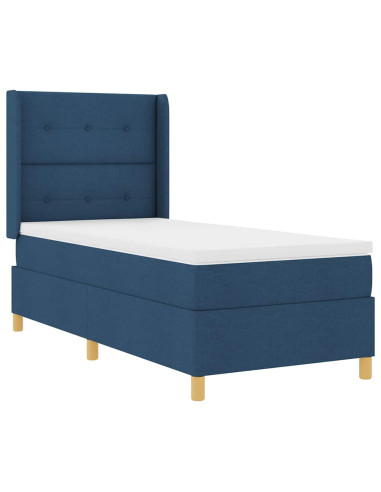 Letto a molle con testiera Blu 90 x 200 cm Tessuto