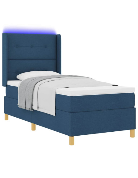 Letto a molle con testiera Blu 90 x 200 cm Tessuto
