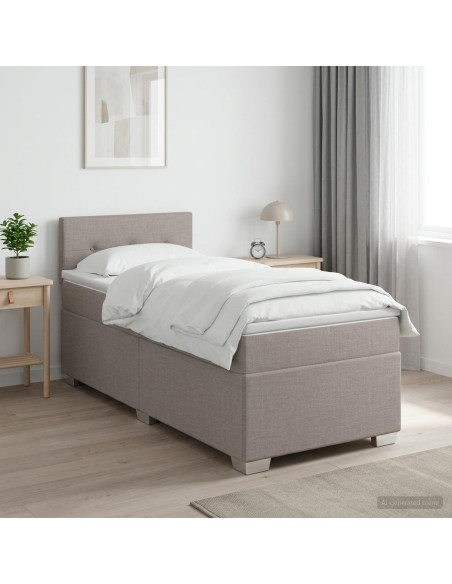 Letto box spring con materasso Tortora 90 x 200 cm Tessuto