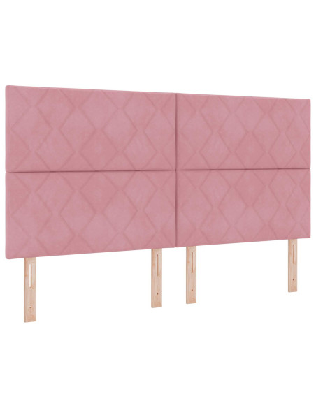 Letto Ottomano con Materasso e LED Rosa 180 x 200 cm Velluto