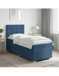 Letto box spring con materasso Blu 80 x 200 cm Tessuto