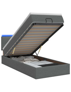 Letto Ottomano con Materasso e LED Grigio Scuro 100 x 200 cm