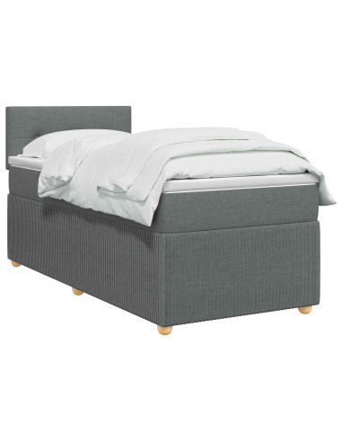 Letto box spring con materasso Grigio Scuro 100 x 200 cm