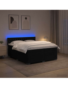 Letto con Box Spring, Materasso e LED Nero 200 x 200 cm Velluto