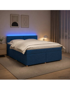 Letto box spring con materasso Blu 180 x 200 cm Tessuto