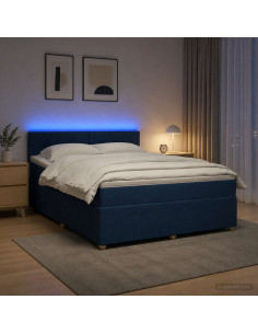 Letto box spring con materasso Blu 180 x 200 cm Tessuto
