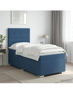 Letto box spring con materasso Blu 90 x 200 cm Tessuto