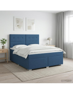 Letto box spring con materasso Blu 180 x 200 cm Tessuto