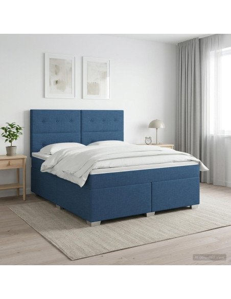 Letto box spring con materasso Blu 180 x 200 cm Tessuto