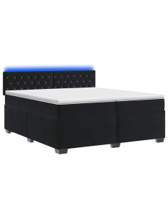 Letto con Box Spring, Materasso e LED Nero 200 x 200 cm Velluto 2