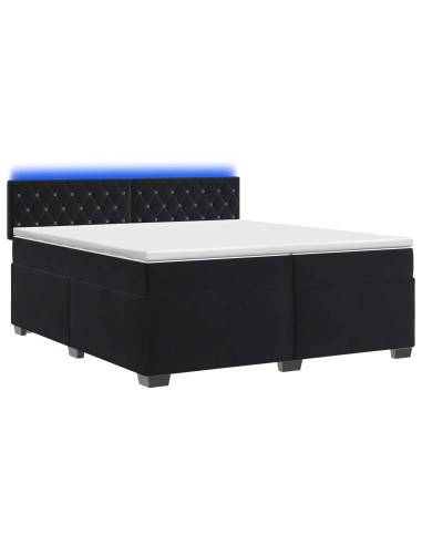 Letto con Box Spring, Materasso e LED Nero 200 x 200 cm Velluto