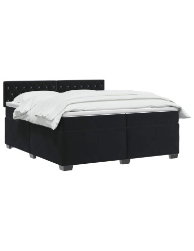 Letto con Box Spring, Materasso e LED Nero 200 x 200 cm Velluto