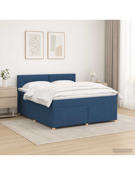 Letto box spring con materasso Blu 180 x 200 cm Tessuto