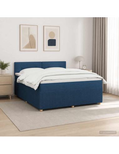 Letto box spring con materasso Blu 180 x 200 cm Tessuto