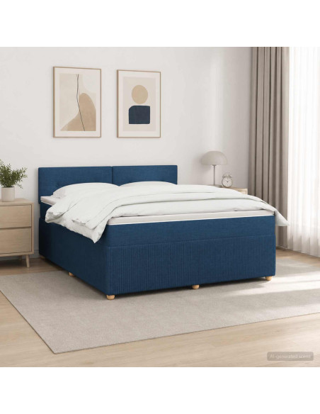 Letto box spring con materasso Blu 180 x 200 cm Tessuto