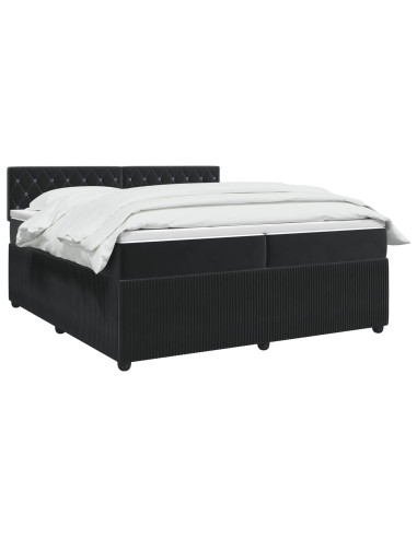 Letto box spring con materasso Nero 200 x 200 cm Velluto