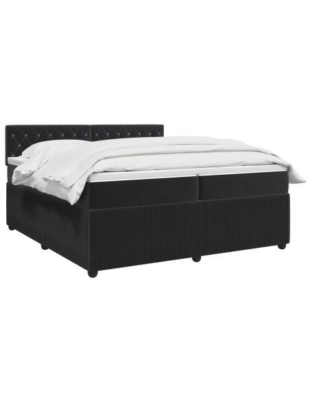 Letto box spring con materasso Nero 200 x 200 cm Velluto