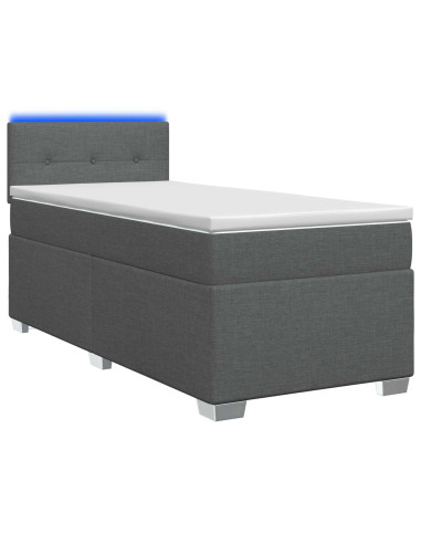 Letto con Box Spring, Materasso e LED Grigio Scuro 100 x 200 cm