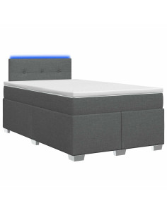 Letto con Box Spring, Materasso e LED Grigio Scuro 120 x 200 cm
