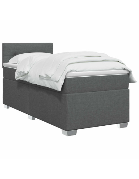 Letto con Box Spring, Materasso e LED Grigio Scuro 100 x 200 cm