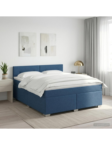 Letto box spring con materasso Blu 180 x 200 cm Tessuto