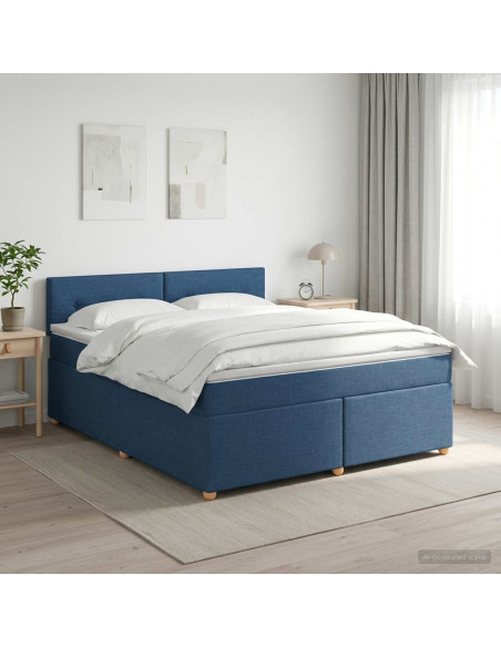 Letto box spring con materasso Blu 180 x 200 cm Tessuto