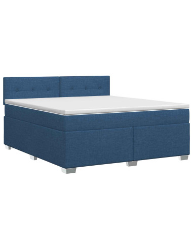 Letto box spring con materasso Blu 180 x 200 cm Tessuto