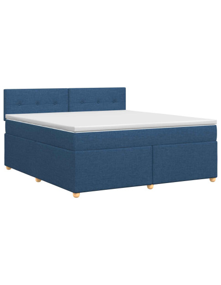 Letto box spring con materasso Blu 180 x 200 cm Tessuto
