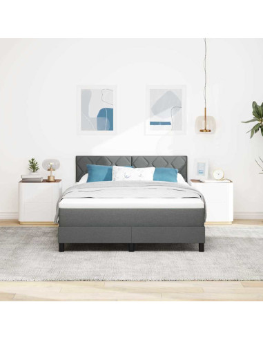 Letto a molle con strisce LED Grigio scuro 140 x 190 cm Tessuto