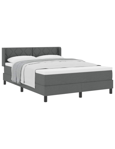 Letto a molle con testiera Grigio scuro 190 x 140 cm Tessuto