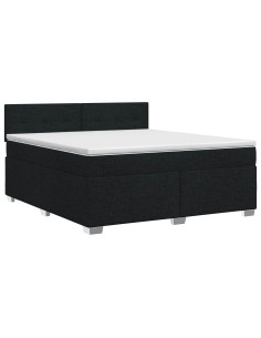 Letto box spring con materasso Nero 140 x 200 cm Tessuto