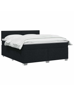 Letto box spring con materasso Nero 140 x 200 cm Tessuto 2