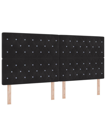 Letto a Sorgente LED con materasso Nero 200 x 200 cm Velluto