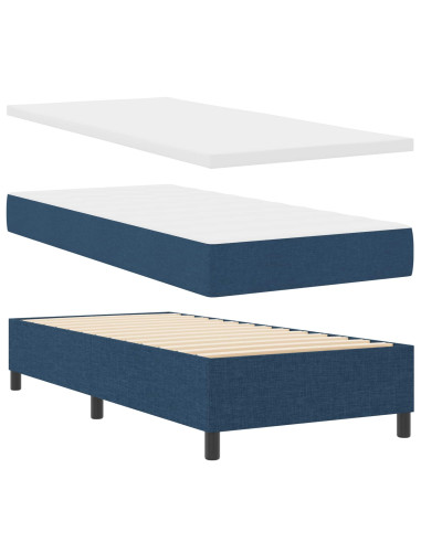 Letto a molle con strisce LED Blu 90 x 190 cm Tessuto