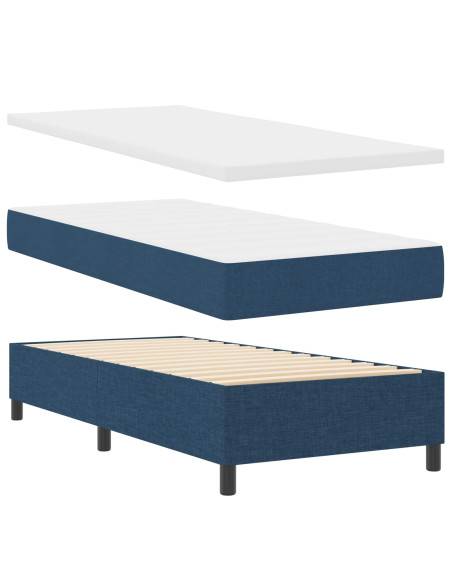 Letto a molle con strisce LED Blu 90 x 190 cm Tessuto