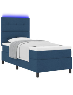 Letto a molle con strisce LED Blu 90 x 190 cm Tessuto 2