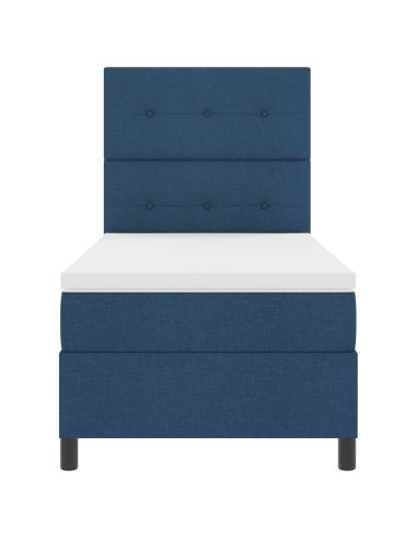 Letto a molle con strisce LED Blu 90 x 190 cm Tessuto