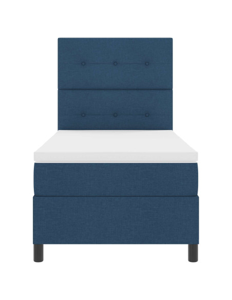 Letto a molle con strisce LED Blu 90 x 190 cm Tessuto