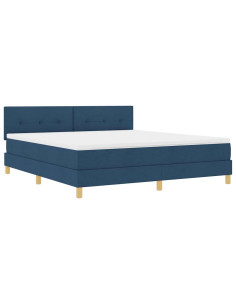 Letto a Sorgente LED con cuscino Blu 180 x 200 cm Tessuto 2