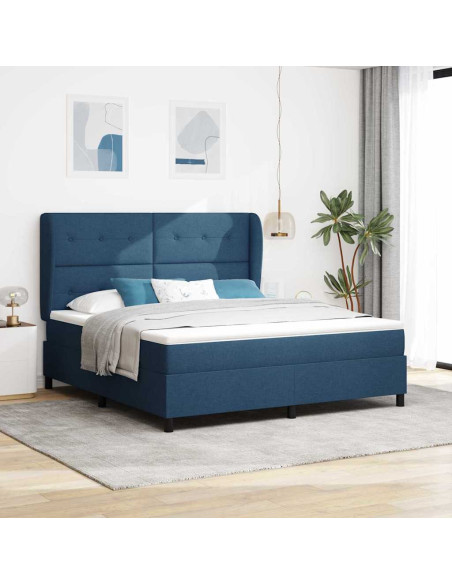 Letto a molle con testiera Blu 180 x 200 cm Tessuto