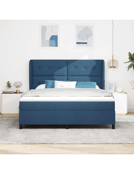 Letto a molle con testiera Blu 180 x 200 cm Tessuto